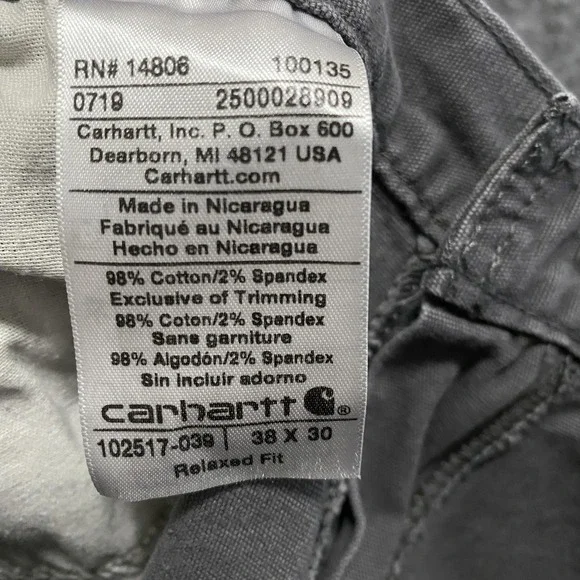 Carhartt Pants‎ Mens 38x30 Gray Rugged Flex Carpenter Canvas Relaxed Fit Utility - Picture 3 of 10